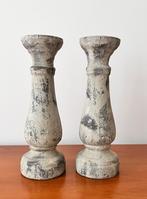 2 x stenen kandelaars, baluster vorm, 38 cm, Huis en Inrichting, Woonaccessoires | Kandelaars en Kaarsen, Ophalen, Overige materialen