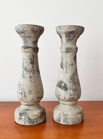 2 x stenen kandelaars, baluster vorm, 38 cm beschikbaar voor biedingen