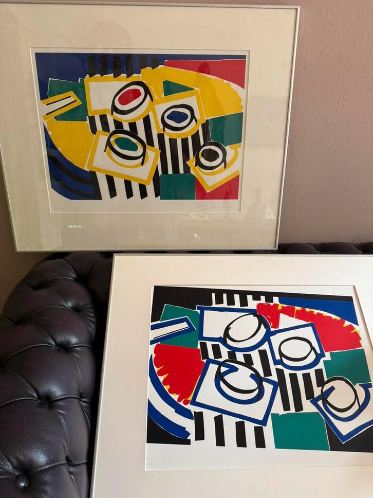 2 grote gesigneerde en genummerde zeefdrukken, Antiek en Kunst, Kunst | Litho's en Zeefdrukken, Ophalen of Verzenden