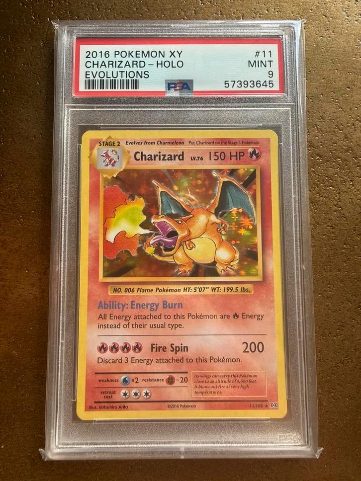 Charizard 11/108 Holo (PSA 9) - Evolutions, Hobby en Vrije tijd, Verzamelkaartspellen | Pokémon, Nieuw, Losse kaart, Ophalen of Verzenden