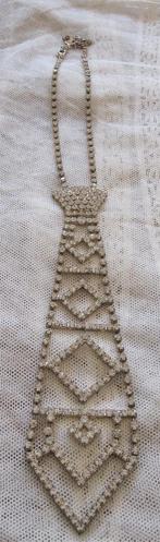 Brocante ketting, stropdas van strass, Ophalen of Verzenden