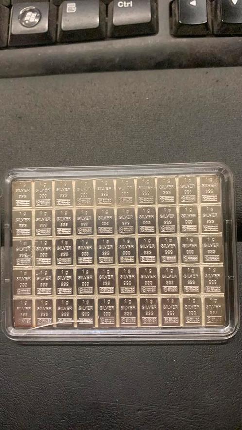 Combibar 50x 1 g zilver, Postzegels en Munten, Edelmetalen en Baren, Zilver, Verzenden