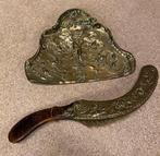 antieke tafelschuier met met blik messing, Ophalen of Verzenden, Brons