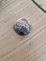 Antieke, zilveren ring met saffieren. Maat 17., Ophalen of Verzenden, Zilver, Ring, Met edelsteen