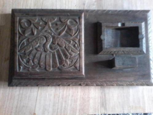 Mooi antiek houten bureau set, massief houtsnijwerk in goede, Antiek en Kunst, Kunst | Beelden en Houtsnijwerken, Ophalen of Verzenden