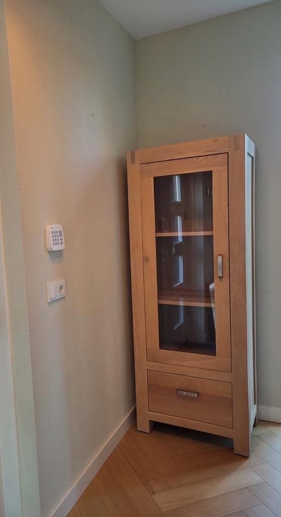 Handgemaakt massief eiken halkast vitrine gangkast hout, Huis en Inrichting, Kasten | Vitrinekasten, Zo goed als nieuw, 150 tot 200 cm