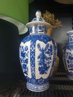 Delfts blauwe vaas met deksel, Ophalen of Verzenden