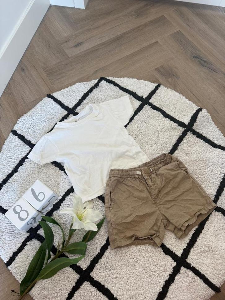 Heel goed wit bruin Zara Zeeman zomer outfit 86 92 shorts, Kinderen en Baby's, Babykleding | Maat 86, Zo goed als nieuw, Jongetje