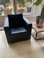 Minotti suitcase fauteuil in zwart leer, Ophalen, Gebruikt, 75 tot 100 cm, Modern, eigentijds