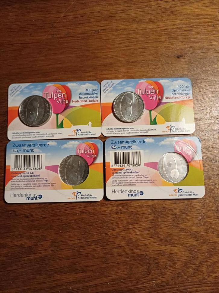 Set van 4 Tulpen Vijfjes 2012, Postzegels en Munten, Munten | Nederland, Setje, Euro's, Koningin Beatrix, Zilver, Ophalen of Verzenden