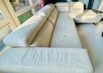 Montèl leren hoekbank crème/wit, Ophalen, 250 tot 300 cm, Gebruikt, Hoekbank