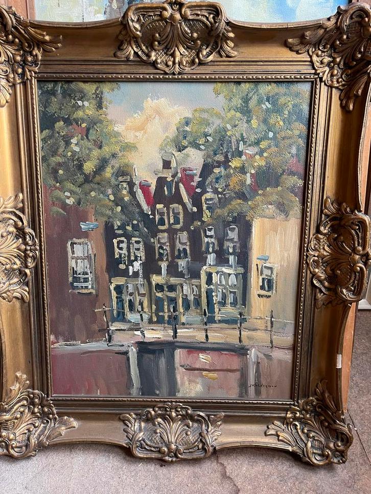 Schilderij Kelderman - Amsterdamse gracht, Antiek en Kunst, Kunst | Schilderijen | Klassiek, Ophalen of Verzenden