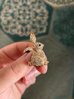 Broche goud konijn met zilvere steentjes, Sieraden, Tassen en Uiterlijk, Broches, 4 tot 7 cm, Nieuw, Ophalen of Verzenden, Goud