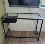 VITTSJÖ Laptoptafel - Zwartbruin/Glas, Ophalen, Zo goed als nieuw, Bureau