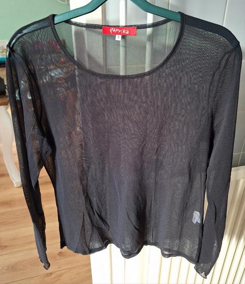 Paprika zwart  "doorkijk"  shirt maat 5 = 52, Kleding | Dames, Tops, Zo goed als nieuw, Zwart, Lange mouw, Ophalen of Verzenden
