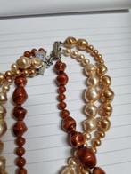 halsketting goud bruine kralen, Ophalen of Verzenden, 'T Olde Gre-j, Info@toldegrej.nl, Endepoelstraat 20f Didam