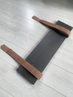 Zwarte wandplank met leren riemen, Ophalen of Verzenden, Nieuw, Zwart, Echt leder