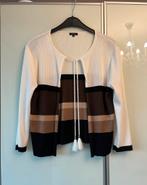 Caroline Biss 40 vestje wit bruin Cardigan vest gebreid, Maat 38/40 (M), Bruin, Ophalen of Verzenden, Zo goed als nieuw