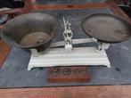 Vintage weegschaal met gewichtenblok, Witgoed en Apparatuur, Weegschalen, Ophalen, Winkelweegschaal, Analoog, 500 gram of grover
