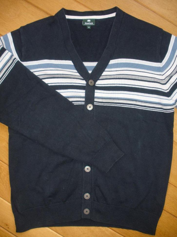 KINGFIELD vest donker blauw met strepen maat M, Kleding | Heren, Truien en Vesten, Zo goed als nieuw, Maat 48/50 (M), Blauw, Ophalen of Verzenden