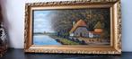 Schilderij "Boerenerf  Landschap" op hout geschilderd, Antiek en Kunst, Ophalen