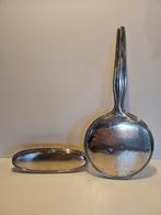 Antieke Verzilverde Borstel en Spiegel Set, Antiek en Kunst, Ophalen of Verzenden, Ovaal, Minder dan 50 cm, Minder dan 100 cm