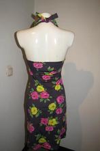 King Louie stretch jurk bloemen print halter model S, Kleding | Dames, Jurken, Verzenden, Zo goed als nieuw, Knielengte, King Louie