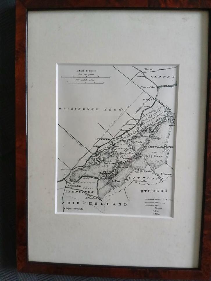 Oude kaart van Aalsmeer, 1864, Antiek en Kunst, Kunst | Litho's en Zeefdrukken, Ophalen