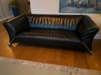 Zwart lederen Rolf Benz bank RB 322, 2,5-zits, 2 meter breed, Ophalen, Gebruikt, Rechte bank, 200 tot 250 cm
