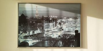 Canvas Schilderij van Parijs Stad Bij Nacht, 140*100cm beschikbaar voor biedingen
