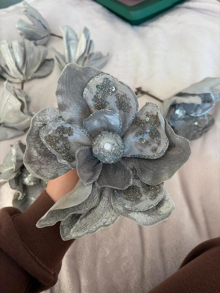 Zilvere Kerstbloemen, Diversen, Kerst, Zo goed als nieuw, Ophalen