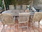Teakhouten tafel met 6 verstelbare stoelen, Ophalen