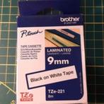 Brother TZe labeltape 9mm zwart op wit, Ophalen of Verzenden, Nieuw, Printertape, Brother origineel