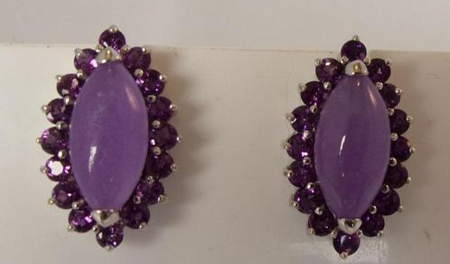 Massief zilveren oorbellen met Amethisten, Sieraden, Tassen en Uiterlijk, Oorbellen, Zo goed als nieuw, Knopjes of Stekers, Zilver