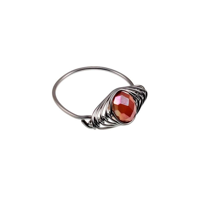 Dames RVS Zilverkleur - esde2 Ring - Visgraat Oranje Krista, Met kristal, 18 tot 19, Birgitta-Gracht 33, 6465 EL Kerkrade, Nederland