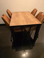 Tafel 140cm + 4 Stoelen met Wielen, Huis en Inrichting, Tafels | Eettafels, Ophalen