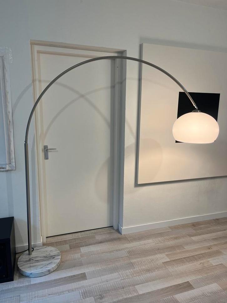 Linea Verdace Design Booglamp met Marmeren Voet, Huis en Inrichting, Lampen | Vloerlampen, Gebruikt, 150 tot 200 cm, Kunststof