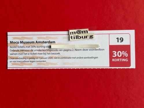 Bon 19 Moco Museum Amsterdam, 30% korting, Tickets en Kaartjes, Musea, Drie personen of meer, Kortingskaart