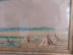 Arie Zonneveld - Hollands Landschap Aquarel 42x102, Antiek en Kunst, Ophalen of Verzenden