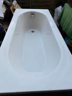 Witte badkuip met houten frame, Ophalen of Verzenden, Gebruikt, Met bad