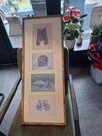 Lijst met 4 tekeningen van Jopie Huisman, Ophalen, Hout, Minder dan 50 cm