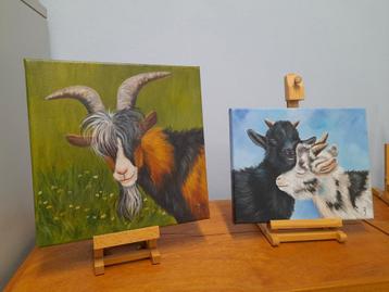 OPRUIMING schilderij bok & geitjes 2- €50! Geitenschilderij beschikbaar voor biedingen
