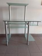 Bureau van glas met keyboard plateau, Huis en Inrichting, Ophalen, Rechthoekig, Glas, Bureau, glas, keyboard. diverse niveaus.
