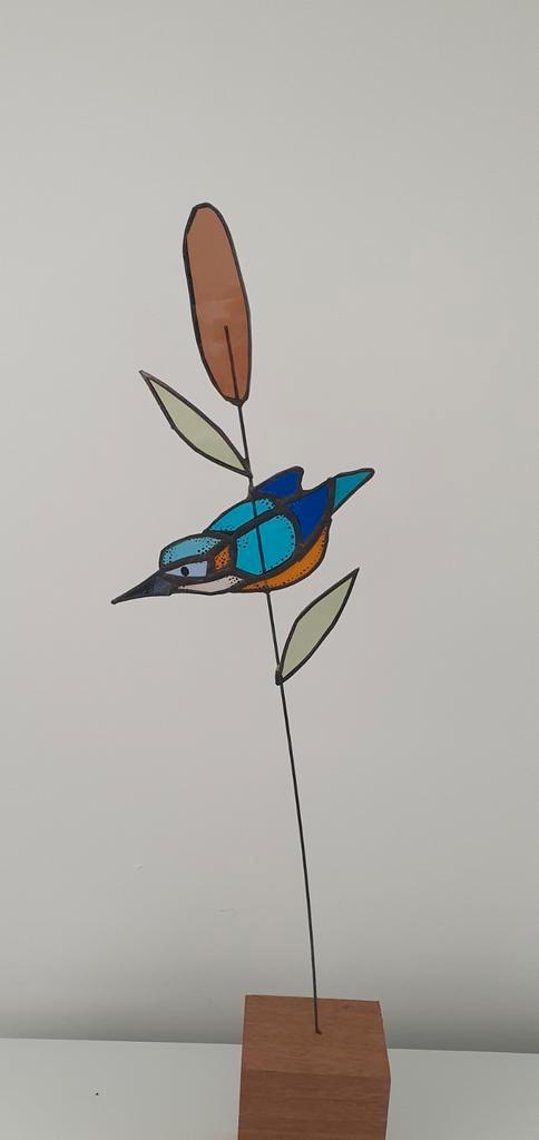 handgemaakte uniek glazen tiffany ijsvogel, Antiek en Kunst, Antiek | Woonaccessoires, Ophalen of Verzenden
