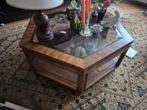 Zeshoekige salontafel met geslepen glas, Ophalen, Gebruikt, 50 tot 100 cm, Overige vormen