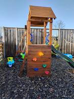 Houten Speeltoestel met Glijbaan en Schommel, Kinderen en Baby's, Speelgoed | Buiten | Speeltoestellen, Ophalen, Gebruikt, Klimnet