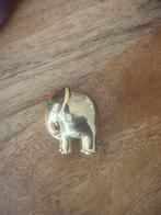 Goudkleurige Olifant Broche met Steentje, Overige materialen, 4 tot 7 cm, Ophalen of Verzenden, Zo goed als nieuw