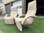 Jori Yoga JR-3390 design relax fauteuils stoelen beige leer, Huis en Inrichting, Fauteuils, Metaal, 75 tot 100 cm, Zo goed als nieuw