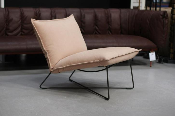 Luxe fauteuil EARL Jess Design leer Old Pink roze pastel, Huis en Inrichting, Fauteuils, Zo goed als nieuw, Leer, Metaal, 75 tot 100 cm