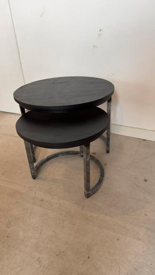 Salontafel set rond zwart 2 delig NIEUW IN DOOS, Huis en Inrichting, Tafels | Bijzettafels, Nieuw, Rond, 45 tot 60 cm, Minder dan 55 cm